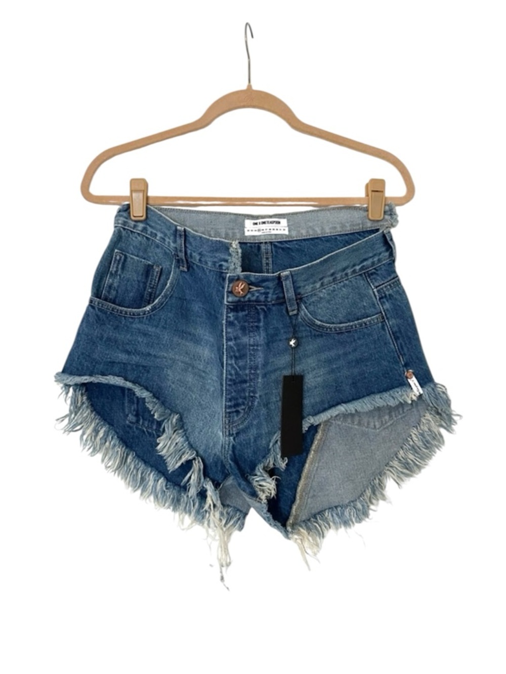 One Teaspoon Pacifica Rollers Shorts Size 25 Cutoff Frayed Hem Blue New With Tag